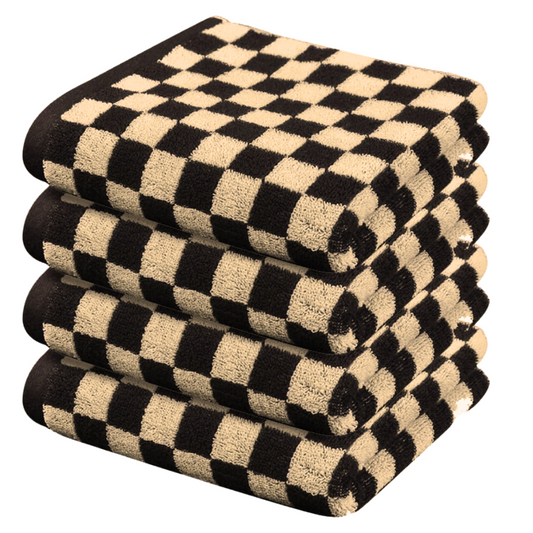 Black & Beige Checkered Hand Towel